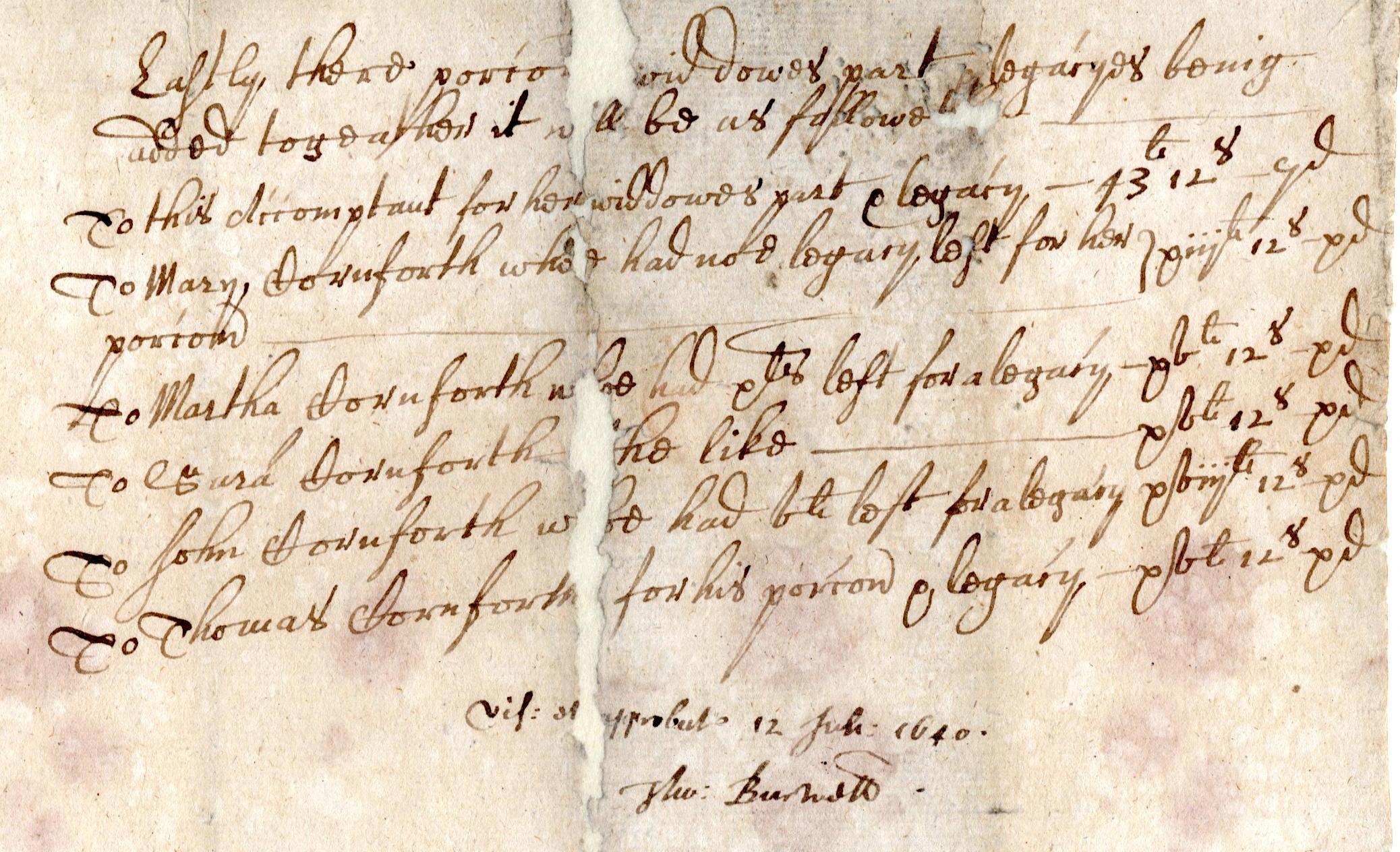 Image of the allocation of the account of John Cornforth, vicar of Heighington [Ref: DPRI/1/1640/C10/1-2]. 