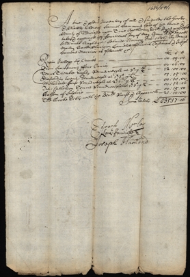 Image of the Inventory of Samuel Hammond of Newcastle upon Tyne, apothecary. Ref: DPRI/1/1686/H4/1