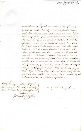 Full image of page 3 of the affidavit of Margaret Cleugh. Ref: DPRI/3/1857/A98/6